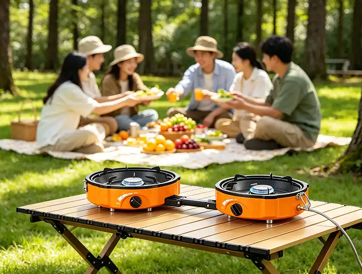 Portable dual burner butane stove options for outdoor cooking